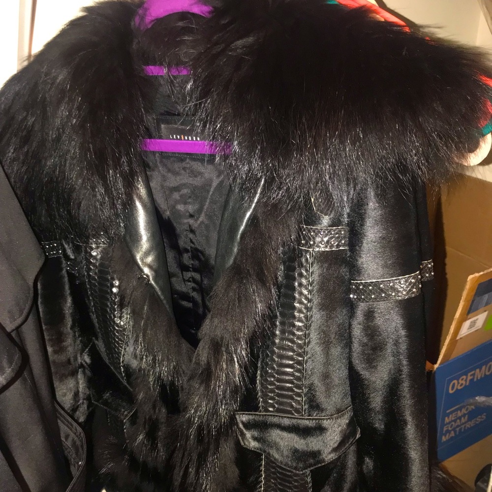 Real fur and genuine leather jacket
